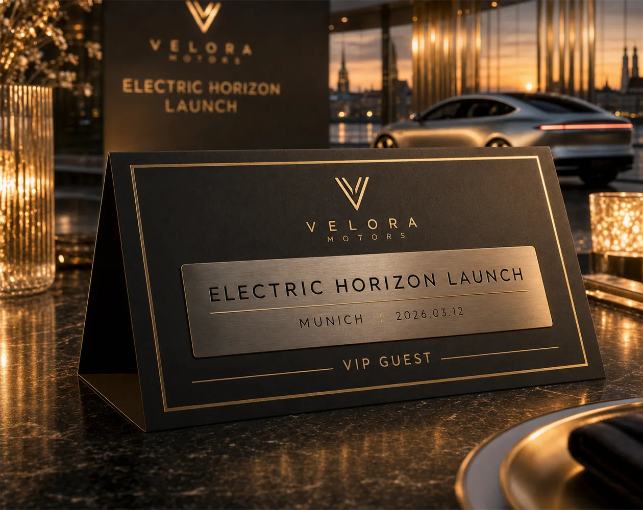Velora Motors table card
